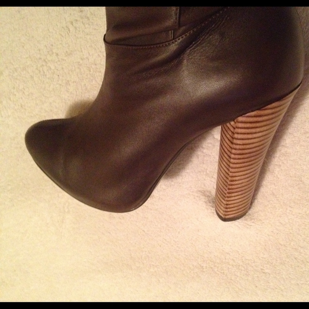 Brazilian Leather Knee High Boots | Brown Wood Heel | Size 8.5 - Picture 6 of 10